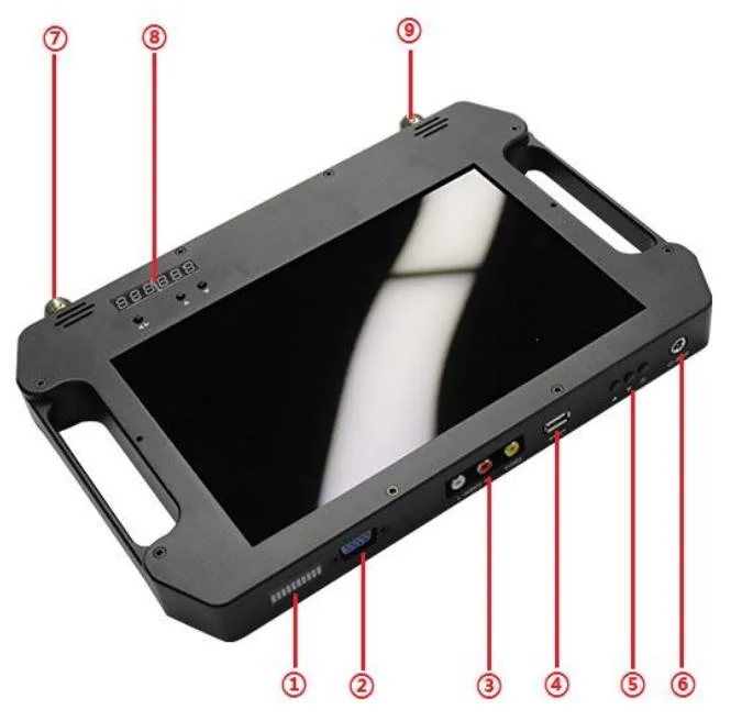 Cofdm 300MHz~2.7GHz AES256 10.1 Inches Portable Handheld Video Data Receiver
